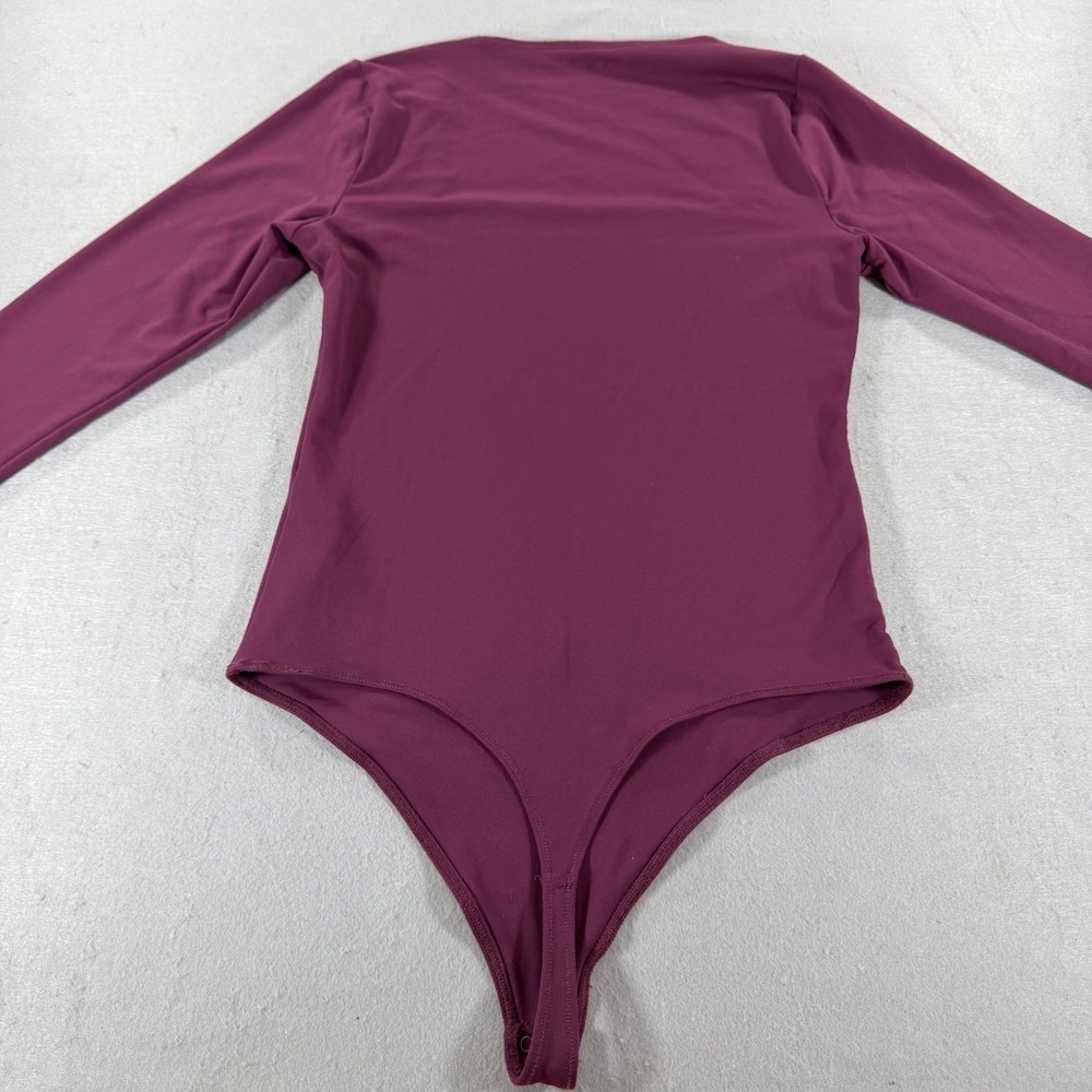 Abercrombie Soft A&F Burgundy Square Neck Bodysuit L Long Sleeve Chic Fitted Top
